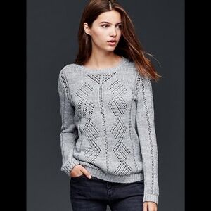 GAP Pointelle Crew Neck Pullover Sweater